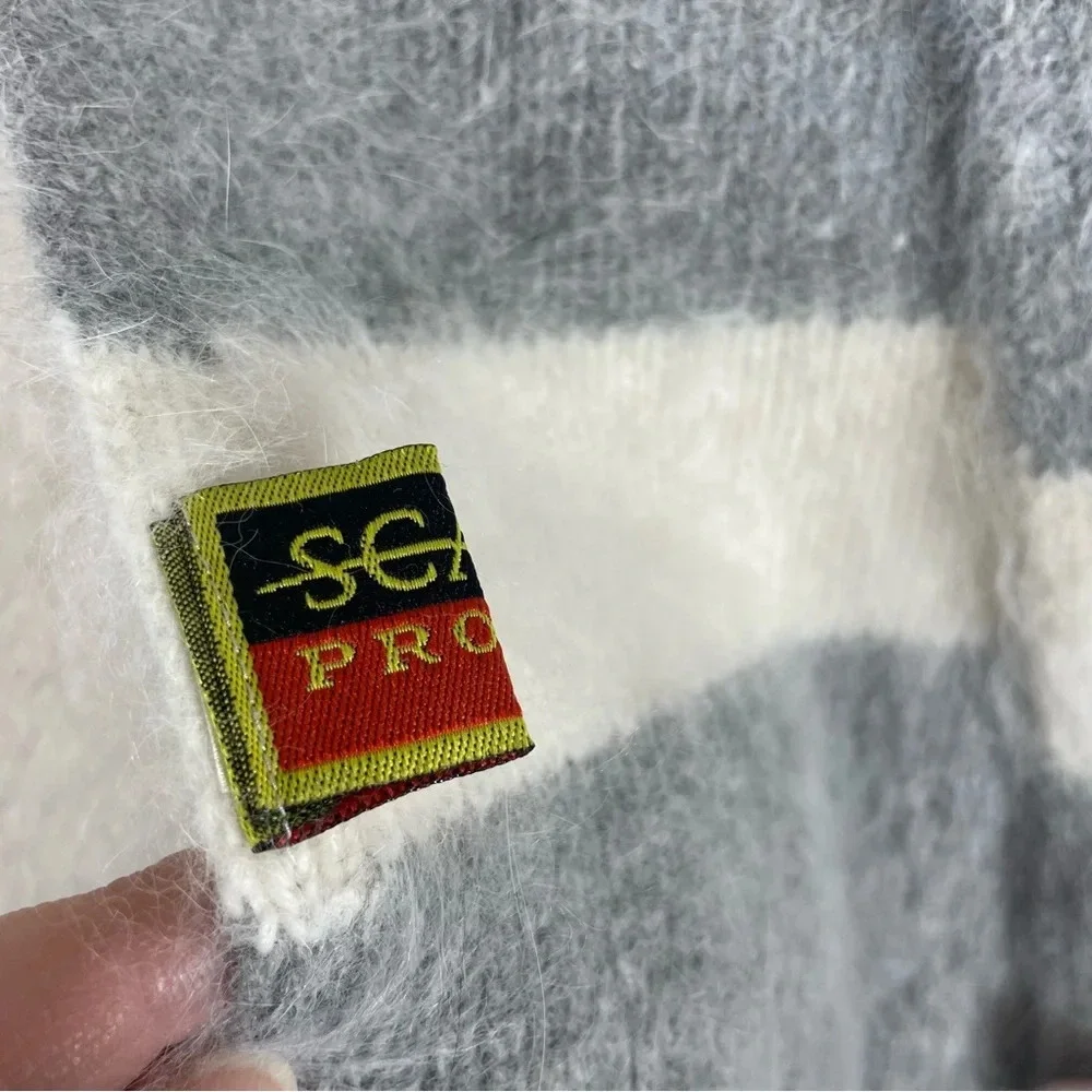Scala pronto angora wool striped scarf with roses